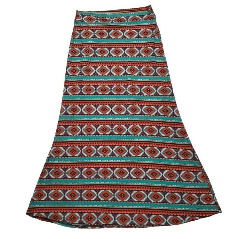 HOT Ginger Women’s Multicolor Geometric Full Length Maxi Skirt Size Medium - Picture 2 of 9